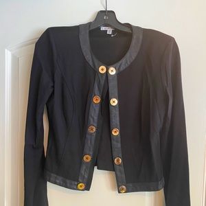 Cabi Women’s Black Faux Leather Trim Blazer  XS